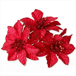 Poensetie zápich textil 3ks/6cm červená - velkoobchod, dovoz květin, řezané květiny Brno