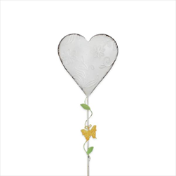 Srdce zápich kov 40cm bílá - velkoobchod, dovoz květin, řezané květiny Brno