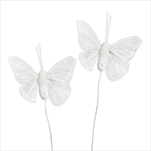 Motýl zápich textil 6ks/6cm bílá - velkoobchod, dovoz květin, řezané květiny Brno