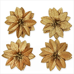 Poinsettia květ textil 4ks/10cm zlatá - velkoobchod, dovoz květin, řezané květiny Brno