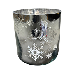 Sklo svícen vločky 20x20x20cm stříbrný - velkoobchod, dovoz květin, řezané květiny Brno