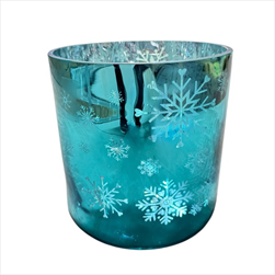 Sklo svícen vločky 20x20x20cm modrý - velkoobchod, dovoz květin, řezané květiny Brno
