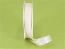 Stuha satén puntík 15 mm/20 m krémová - velkoobchod, dovoz květin, řezané květiny Brno