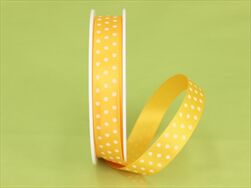 Stuha satén puntík 15 mm/20 m žlutá - velkoobchod, dovoz květin, řezané květiny Brno