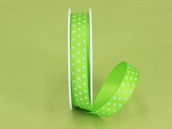 Stuha satén puntík 15mm/20m zelená - velkoobchod, dovoz květin, řezané květiny Brno