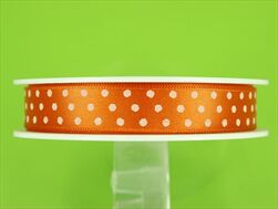 Stuha satén puntík 15 mm/20 m oranžová - velkoobchod, dovoz květin, řezané květiny Brno