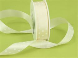 Stuha satén puntík 25 mm/20 m krémová - velkoobchod, dovoz květin, řezané květiny Brno