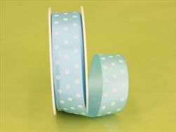 Stuha satén puntík 25 mm/20 m světle modrá - velkoobchod, dovoz květin, řezané květiny Brno