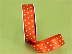 Stuha satén puntík 25 mm/20 m oranžová - velkoobchod, dovoz květin, řezané květiny Brno