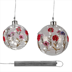 Koule sklo-sušený květ pr.12cm LED - velkoobchod, dovoz květin, řezané květiny Brno