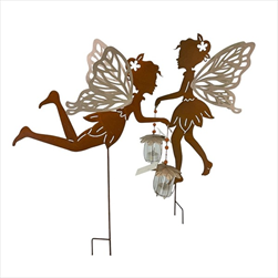 VÍLA s křídly kov zápich S/2 s LED lucernou  - velkoobchod, dovoz květin, řezané květiny Brno