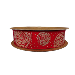 Stuha Doodle 25 mm/15 m - červená - velkoobchod, dovoz květin, řezané květiny Brno