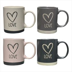 Hrnek se srdcem Love 360 ml 4 druhy - velkoobchod, dovoz květin, řezané květiny Brno