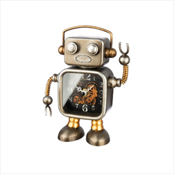Hodiny stolní kov Robot 6 x 16 x 20 cm - velkoobchod, dovoz květin, řezané květiny Brno