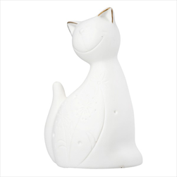 Kočka Kitty svítící LED porcelánová 6 x 9,5 x 14 cm - velkoobchod, dovoz květin, řezané květiny Brno