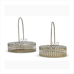 Mísa kovová s uchem sada 2 ks - 38x33x22,5 cm, 33x27,5x18 cm - velkoobchod, dovoz květin, řezané květiny Brno