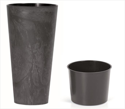 Plast květináč Tubus Slim Beton Effect 15cm antracit - velkoobchod, dovoz květin, řezané květiny Brno