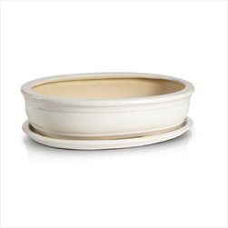 KE PLX Bonsai květináč s podmiskou SET 19x13/H5cm BÍLÁ - velkoobchod, dovoz květin, řezané květiny Brno