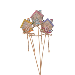 Domeček zápich dřevěný 47 x 45 x 220 mm 3 ks - velkoobchod, dovoz květin, řezané květiny Brno