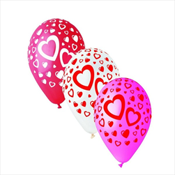 Balónek latex potisk srdce 30 cm - barevný mix - velkoobchod, dovoz květin, řezané květiny Brno
