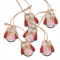 Dřevo sova 2,7x3,4cm/6ks červená - velkoobchod, dovoz květin, řezané květiny Brno