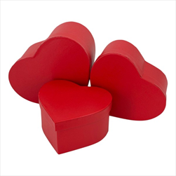 Ob flower box Heart S/3 pr.24,5x12/pr.21x10/pr.18x10cm red - velkoobchod, dovoz květin, řezané květiny Brno