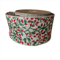 Stuha 63 mm/10 m červené květy - velkoobchod, dovoz květin, řezané květiny Brno