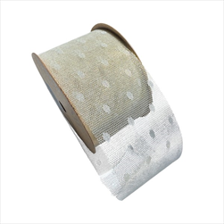 Stuha Dots tyl 70 mm/25 m krémová - velkoobchod, dovoz květin, řezané květiny Brno