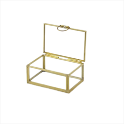 Krabička sklo/kov 9,2 x 6,7 x 4,2 cm zlatá - velkoobchod, dovoz květin, řezané květiny Brno