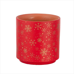 Obal keramický Design vločky pr.13,5/v.13,5 cm červený - velkoobchod, dovoz květin, řezané květiny Brno