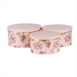 Flower box Floral design S/3 pr.24,5/30 v.114/16 cm růžový - velkoobchod, dovoz květin, řezané květiny Brno