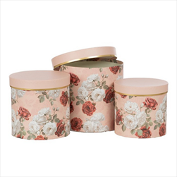 Flower box Flowers design S/3 pr.15,5/19,5 v.15/19 cm růžový - velkoobchod, dovoz květin, řezané květiny Brno