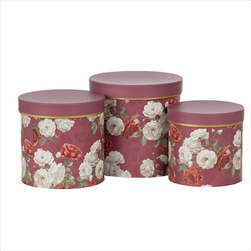 Flower box Flowers design S/3 pr.15,5/19,5 v.15/19 cm bordó - velkoobchod, dovoz květin, řezané květiny Brno