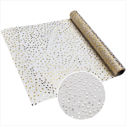 Organza s potiskem 36cm/5m bílá/zlatá - velkoobchod, dovoz květin, řezané květiny Brno