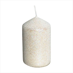 Svíčka válec 60 x 100 mm glitr bílá - velkoobchod, dovoz květin, řezané květiny Brno