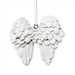 Křídla závěs polyresin 5,5cm bílá třpytky - velkoobchod, dovoz květin, řezané květiny Brno