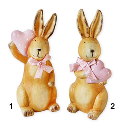 Zajíc keramika 22,5cm natural/růžová - velkoobchod, dovoz květin, řezané květiny Brno
