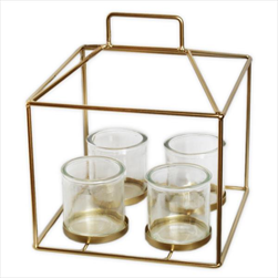 Adventní svícen kov 20cm zlatá mat - velkoobchod, dovoz květin, řezané květiny Brno