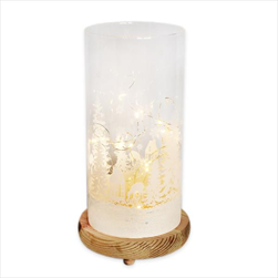 Svícen sklo 15LED 28,5cm čirá/bílá - velkoobchod, dovoz květin, řezané květiny Brno