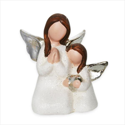Andělé keramika 12,5cm bílá/stříbrná - velkoobchod, dovoz květin, řezané květiny Brno