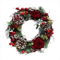 Věnec růže šišky vánoční 24cm - velkoobchod, dovoz květin, řezané květiny Brno