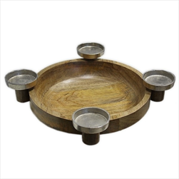 Adventní svícen kov/dřevo pr.32cm - velkoobchod, dovoz květin, řezané květiny Brno