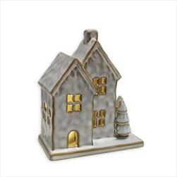 Domek svícen LED keramika 10cm - velkoobchod, dovoz květin, řezané květiny Brno