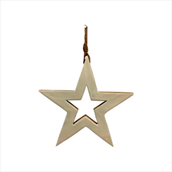 Hvězda závěs dřevo 11cm bílá - velkoobchod, dovoz květin, řezané květiny Brno