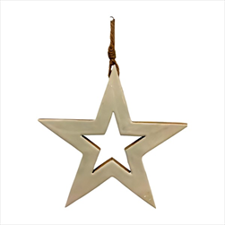 Hvězda závěs dřevo 17,5cm bílá - velkoobchod, dovoz květin, řezané květiny Brno