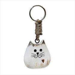 Klíčenka kočka dřevo/kov 10cm - velkoobchod, dovoz květin, řezané květiny Brno