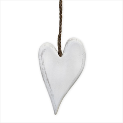 Srdce závěs dřevo 11cm bílá - velkoobchod, dovoz květin, řezané květiny Brno
