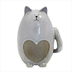 Kočka porcelán 15,7cm krém - velkoobchod, dovoz květin, řezané květiny Brno