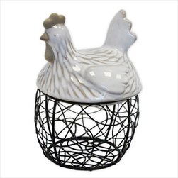 Slepice dóza porcelán/kov 18,4cm - velkoobchod, dovoz květin, řezané květiny Brno