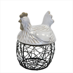 Slepice dóza porcelán/kov 14,4cm - velkoobchod, dovoz květin, řezané květiny Brno